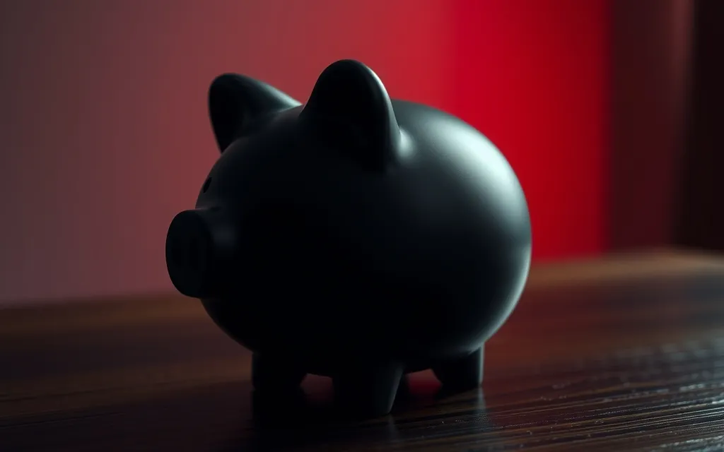 Salvadanaio nero su un tavolo di legno, simbolo del budget su un casino non AAMS con deposito minimo 5 euro