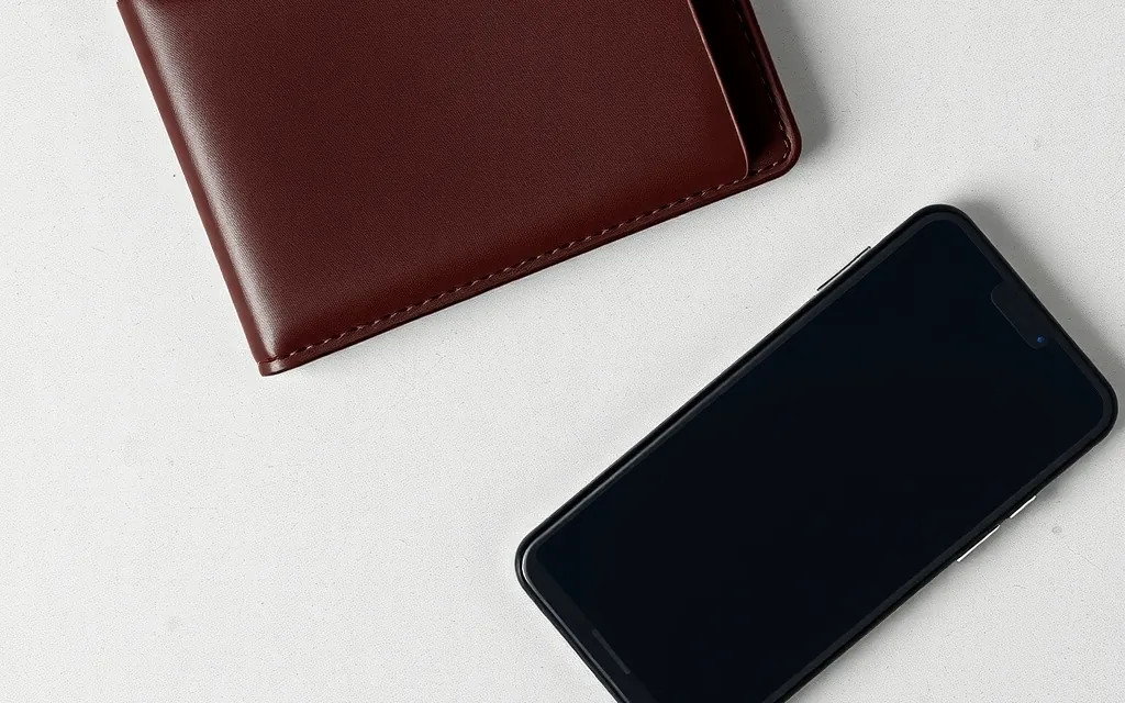 Portafoglio in pelle e smartphone, gli strumenti usati per versamenti e prelievi
